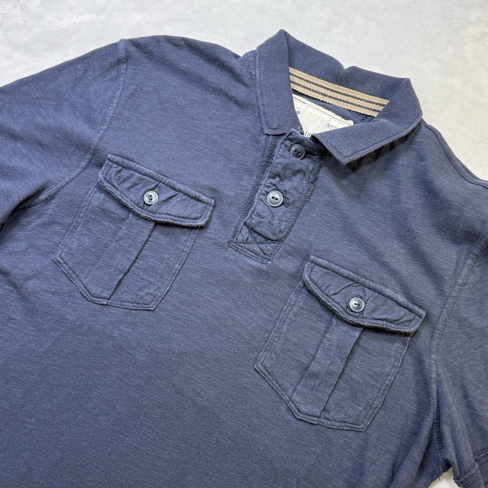 American Eagle Utility Polo‎ Shirt Mens Large Blue Double Pocket AEO